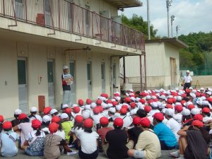 河原田小学校の防災訓練が行なわれました
